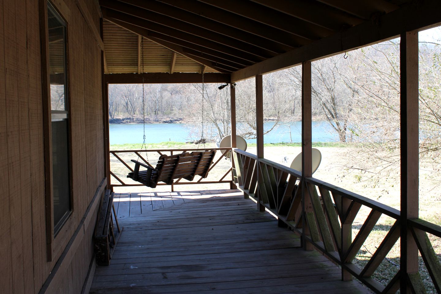 Creek Cabin with Fire Pit Loaded with Kayaks in Arkansas