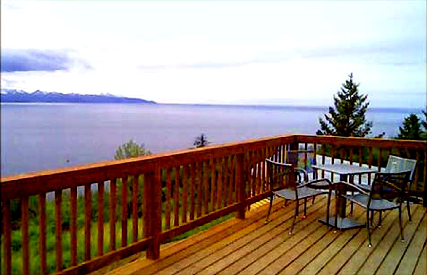 Historic Railcar Overlooking Glaciers and Volcanoes in Homer, Alaska