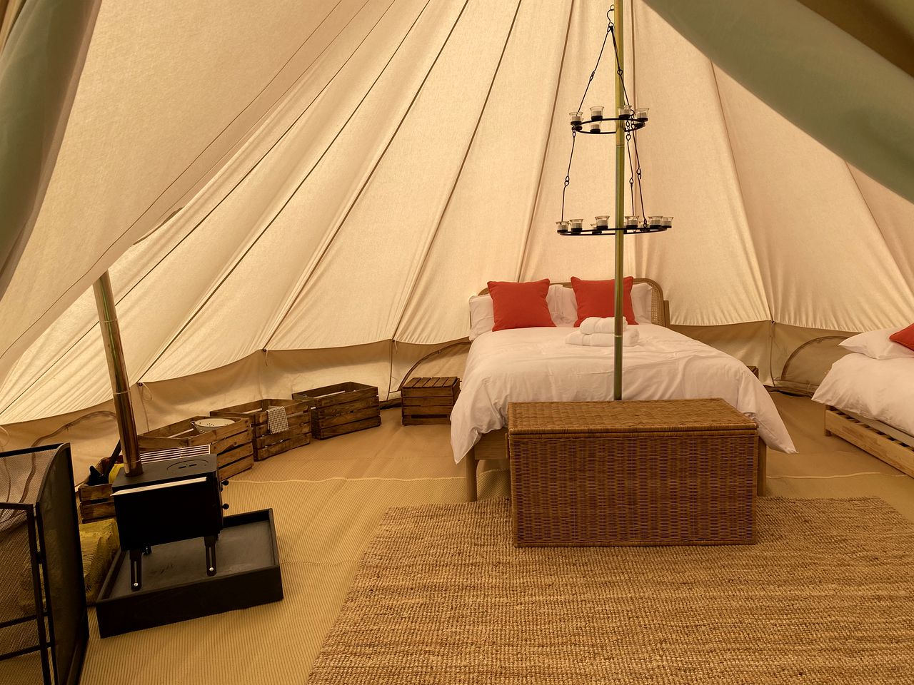 Luxury Cotswolds Camping Tent with a Fire Pit