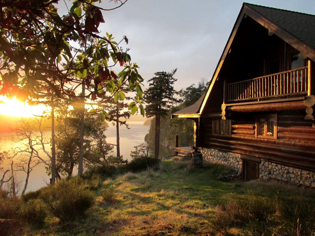 Log Cabin Rental with Sublime Views of the Water on Galiano Island in British Columbia