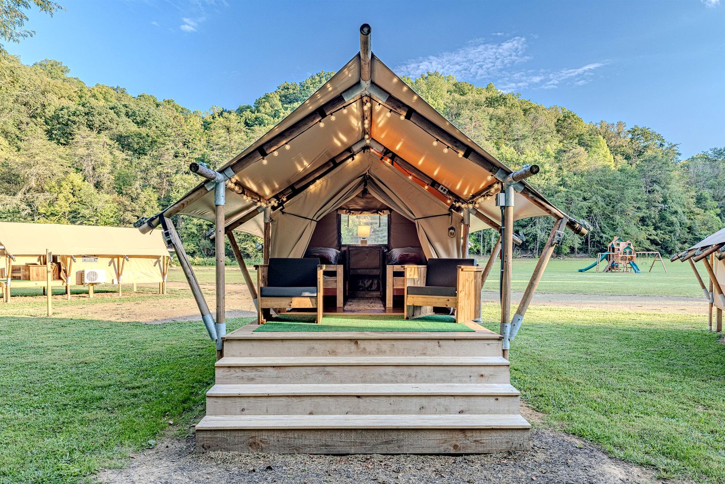 Incredible Multi-Unit Group Glamping in Safari Tents for an Amazing Outdoor Adventure with Family or Friends in Newport, Tennessee