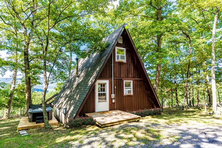 Traditional A-Frame Cabin with Stunning Views, Hot Tub, Deck, Grill and Fire Pit Near Cacapon State Park in Berkeley Springs, WV | A-Frames (Berkeley