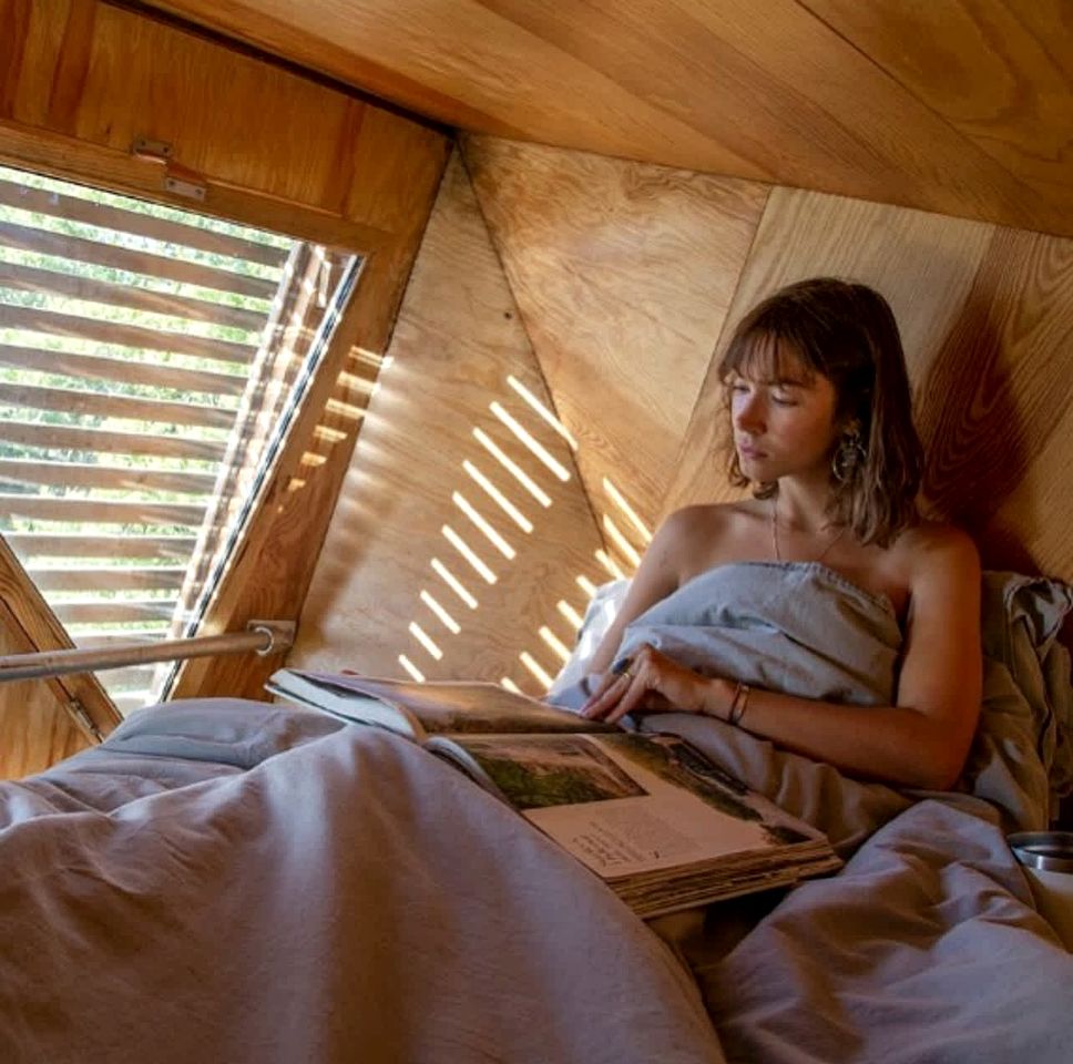 Luminous Woodland Tree House Oasis near Tintagel Waterfall in Cornwall