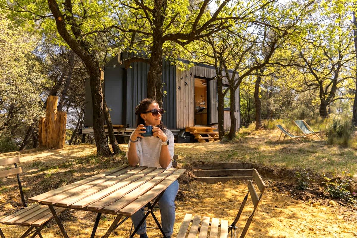 Charming Eco-Friendly Forest Refuge with Outdoor Living Near Mondragon, France