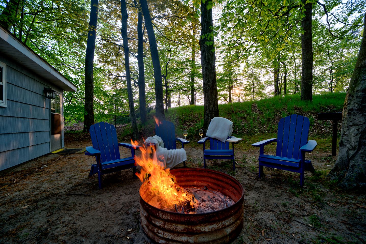 Lake Michigan Retreats in this Charming Cabin Rental with Fire-Pit