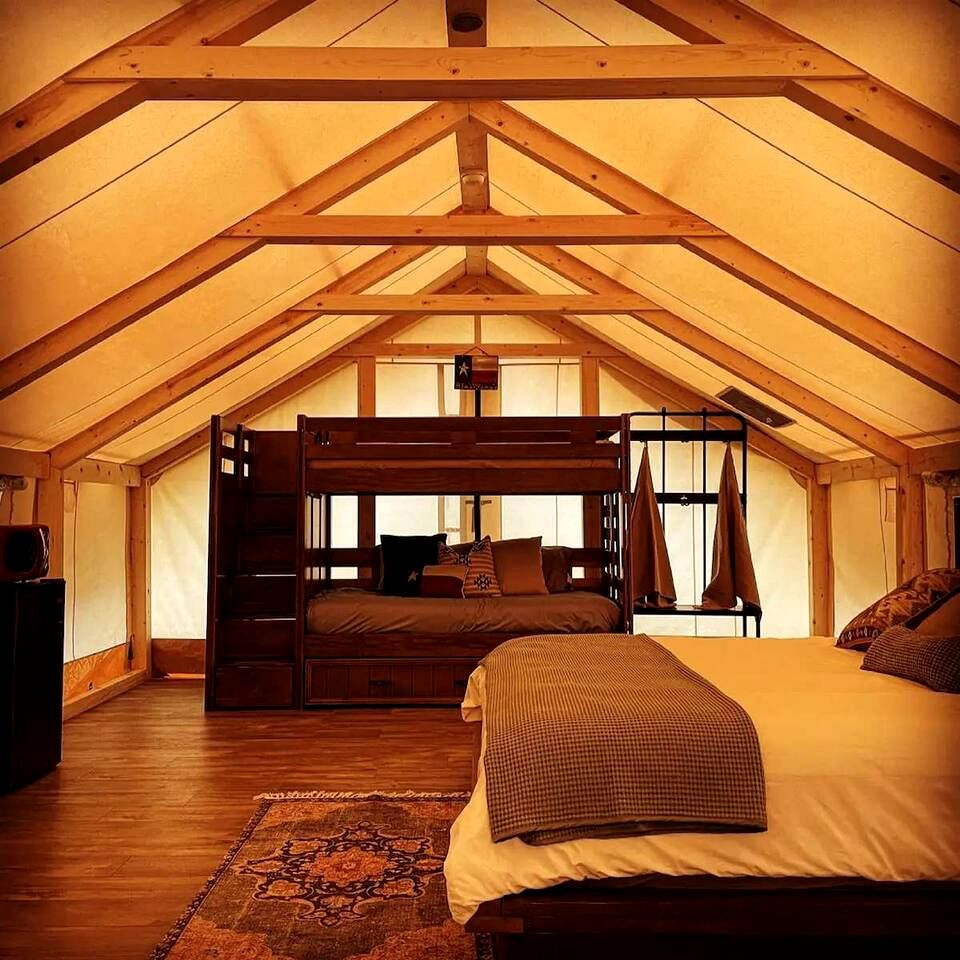 Relaxing Lakeview Safari Tent with Outdoor Seating and Nature Access near Bastrop, Texas