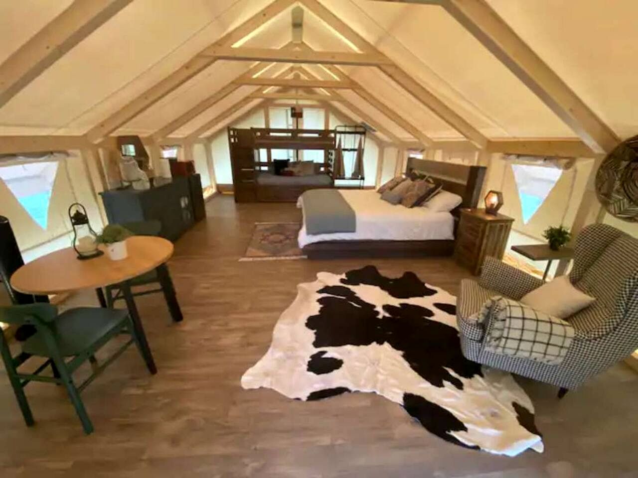 Relaxing Lakeview Safari Tent with Outdoor Seating and Nature Access near Bastrop, Texas