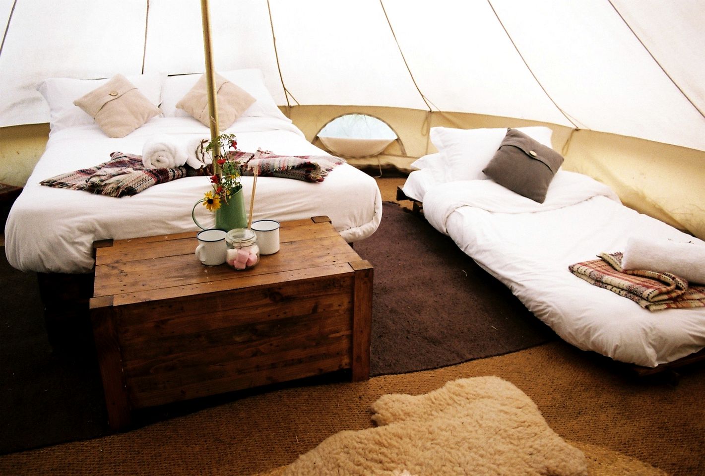 Large Bell Tents with Wood-Burning Stove in Peaceful Woodlands near Bath, England