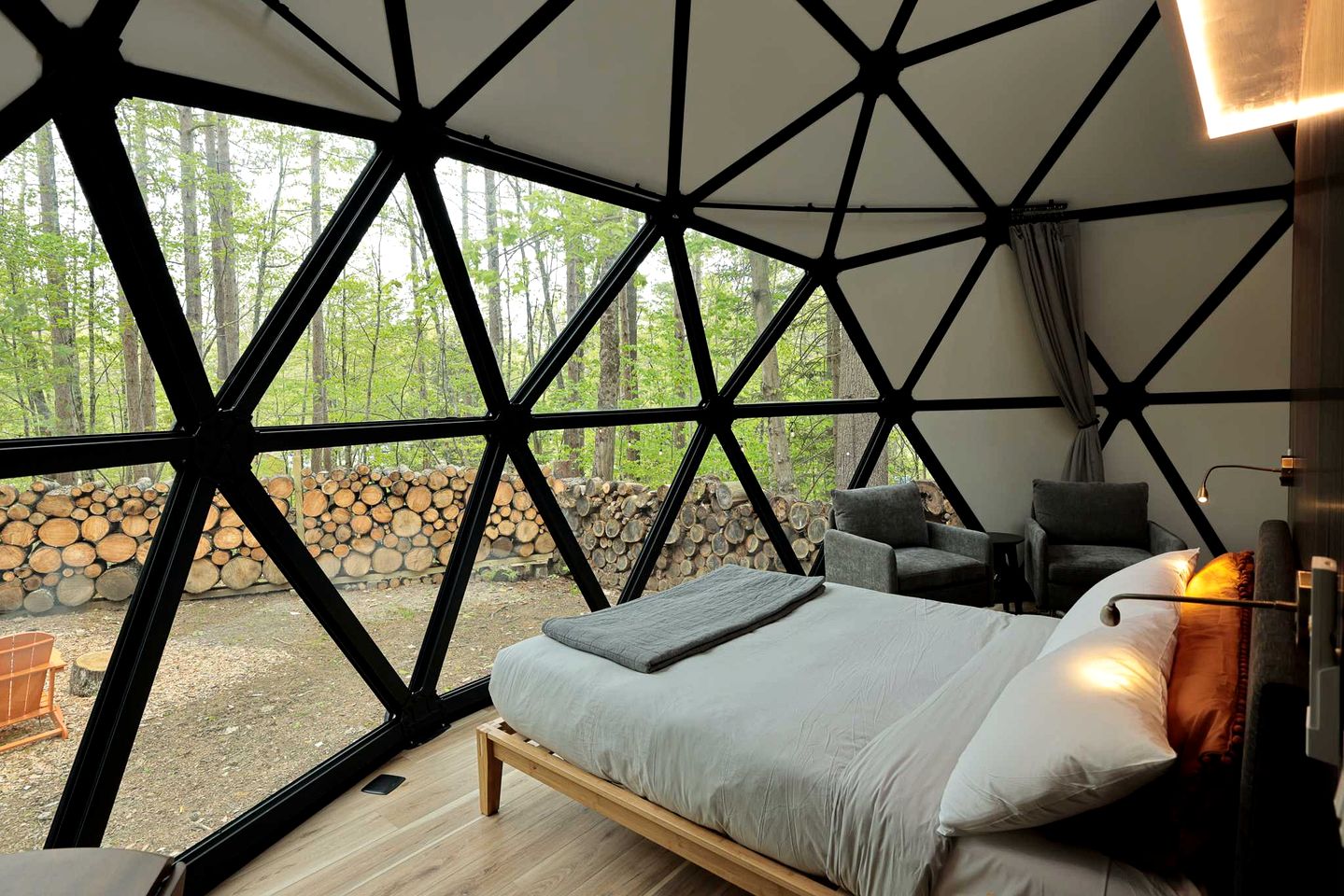 Starlit Coastal Geodesic Dome Sanctuary Near Freeport, Maine