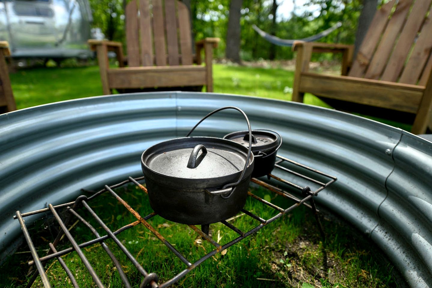 Stunning Vintage Airstream with Fire Pit Surrounded by Natural Beauty for an Amazing Outdoor Adventure in Troy, Wisconsin
