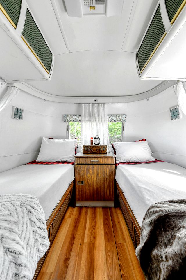 Stunning Vintage Airstream with Fire Pit Surrounded by Natural Beauty for an Amazing Outdoor Adventure in Troy, Wisconsin