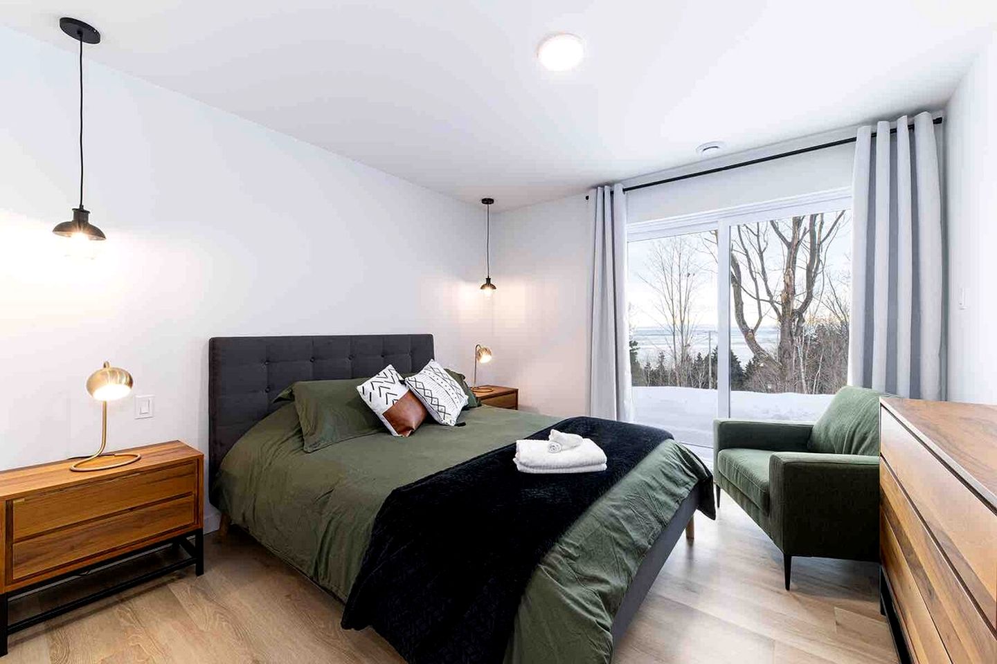 Contemporary Pet-Friendly Mountain Getaway with Saint Lawrence River Views near Baie-Saint-Paul, Quebec