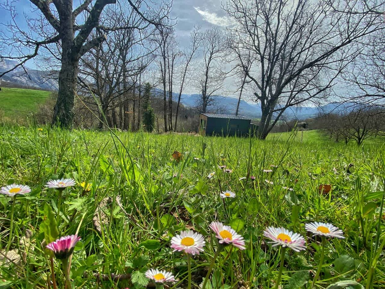 Panoramic Eco-Lodge with Orchard & Animal Friends Near Saint-André-en-Royans | Vercors, France