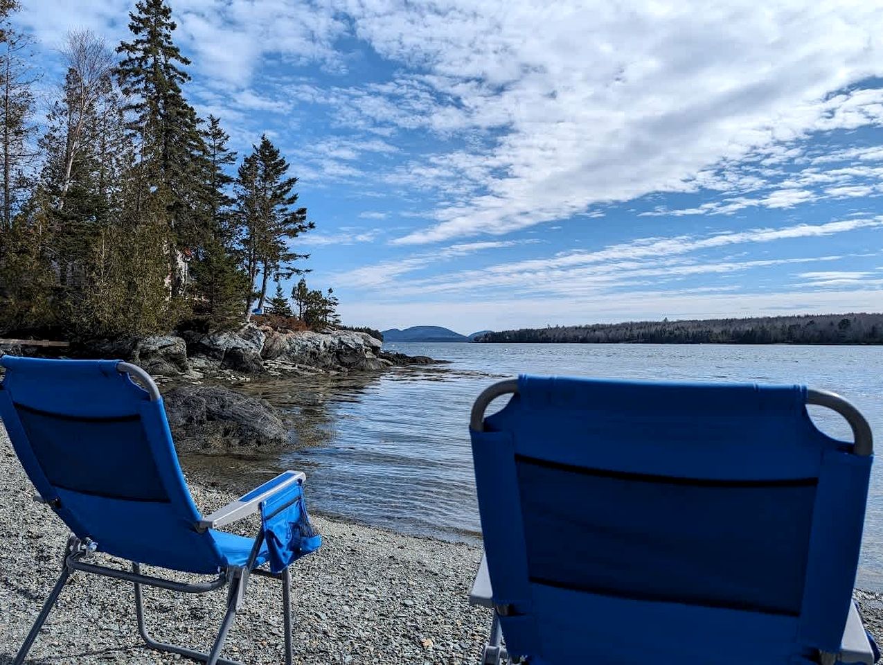 Rustic Waterfront Beach House with Private Beach, Fire Pit & Dock, Near Bar Harbor in Hancock, Maine