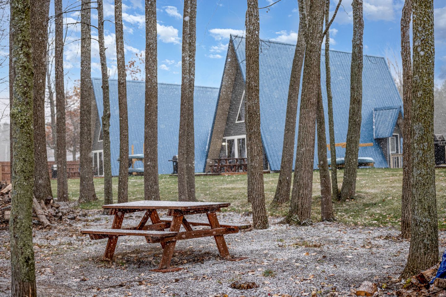Lofted A-Frame Cabin with Direct Lake Access and Equipped Deck in Michigan
