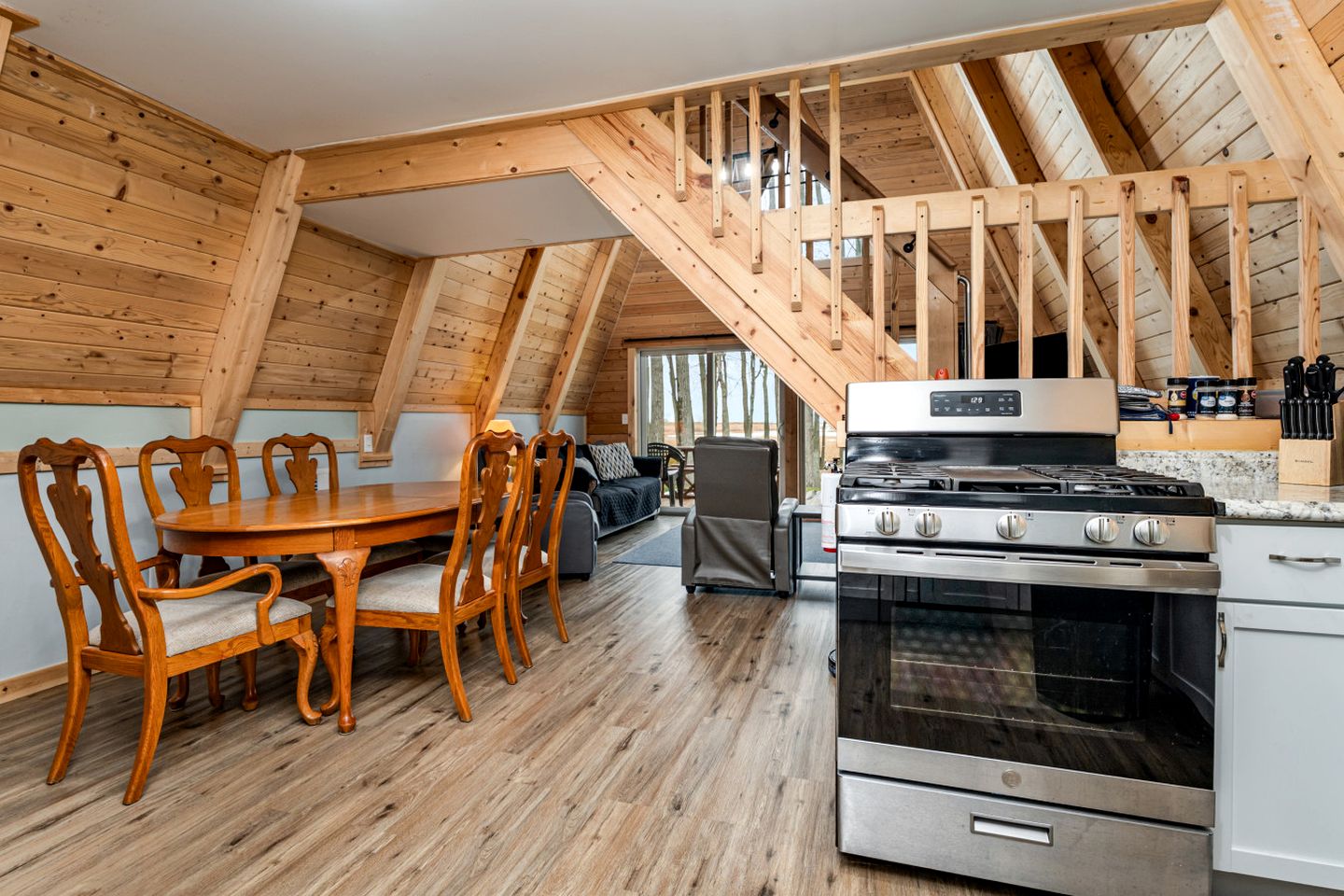 Lofted A-Frame Cabin with Direct Lake Access and Equipped Deck in Michigan