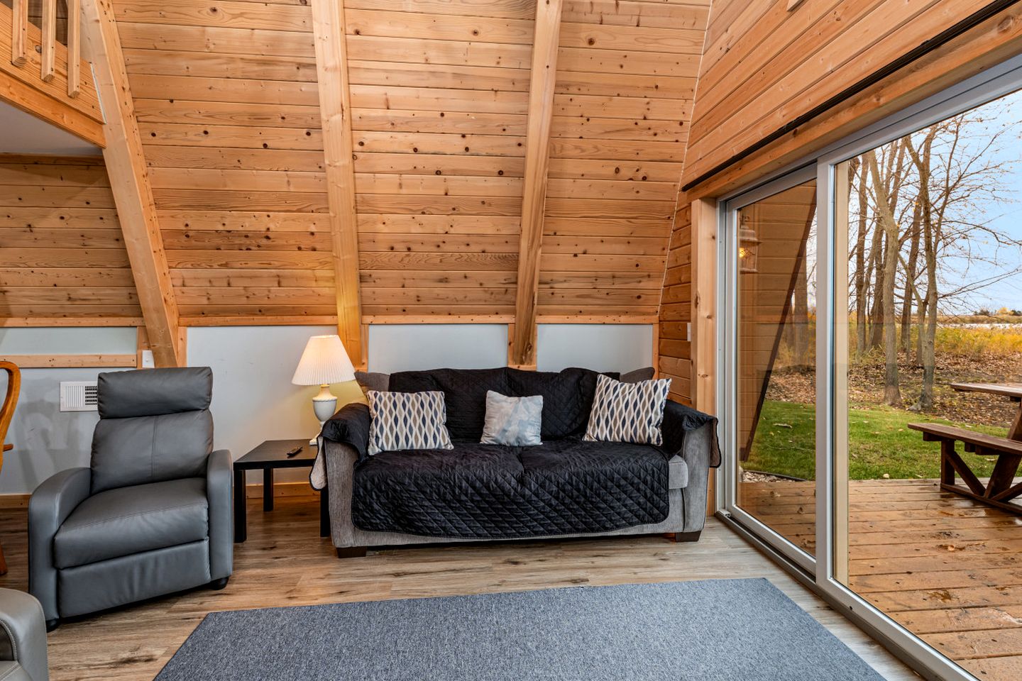 Lofted A-Frame Cabin with Direct Lake Access and Equipped Deck in Michigan