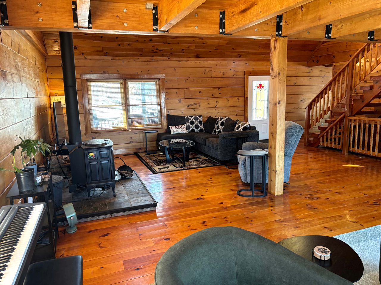 Peaceful Log Cabin on Private Acres with Creek & Pond in Rileyville, Virginia