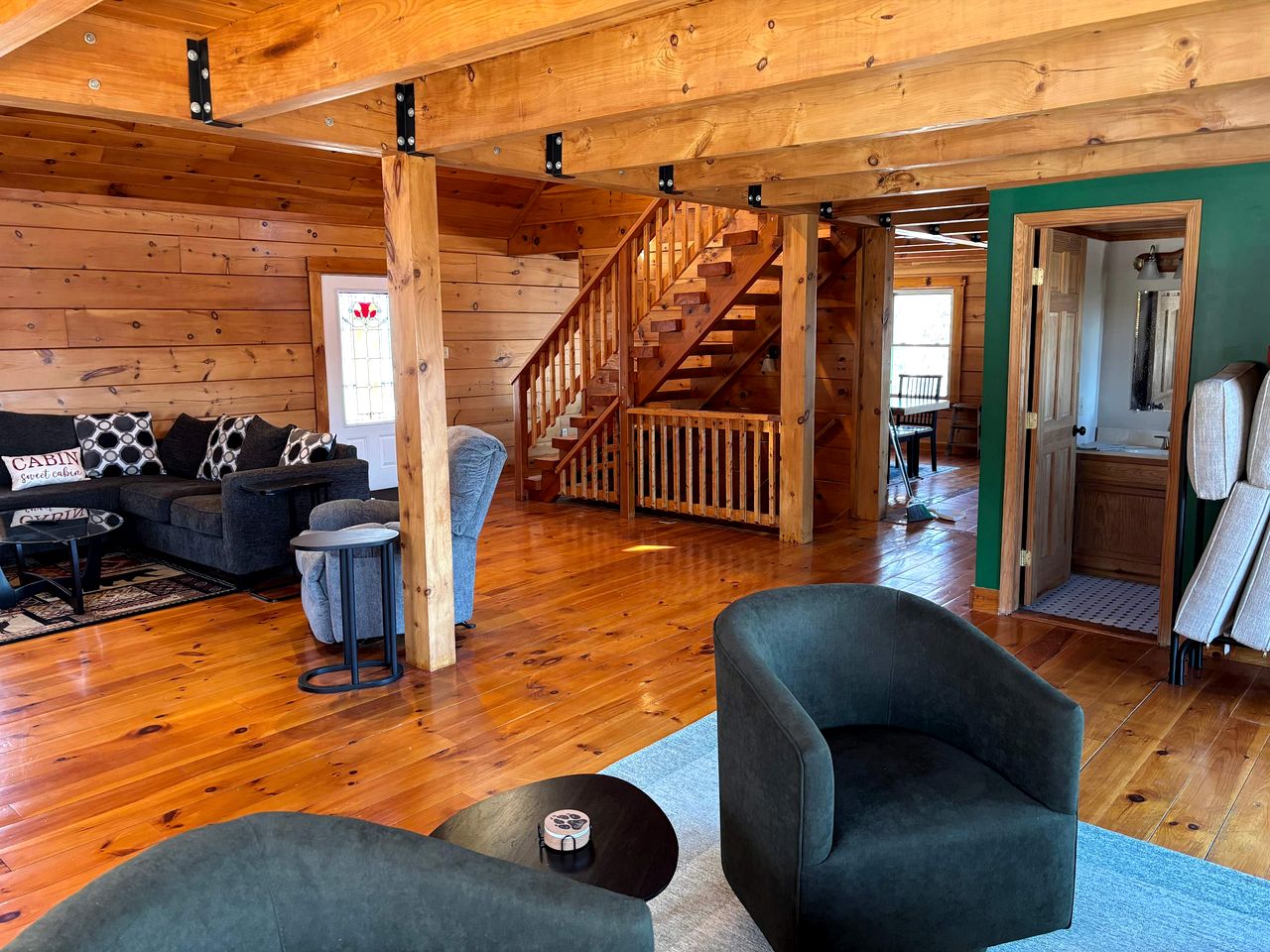 Peaceful Log Cabin on Private Acres with Creek & Pond in Rileyville, Virginia