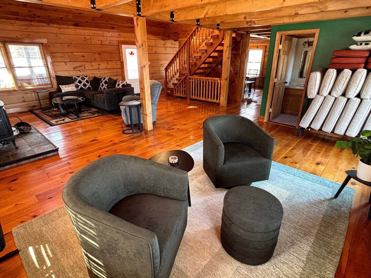 Peaceful Log Cabin on Private Acres with Creek & Pond in Rileyville, Virginia