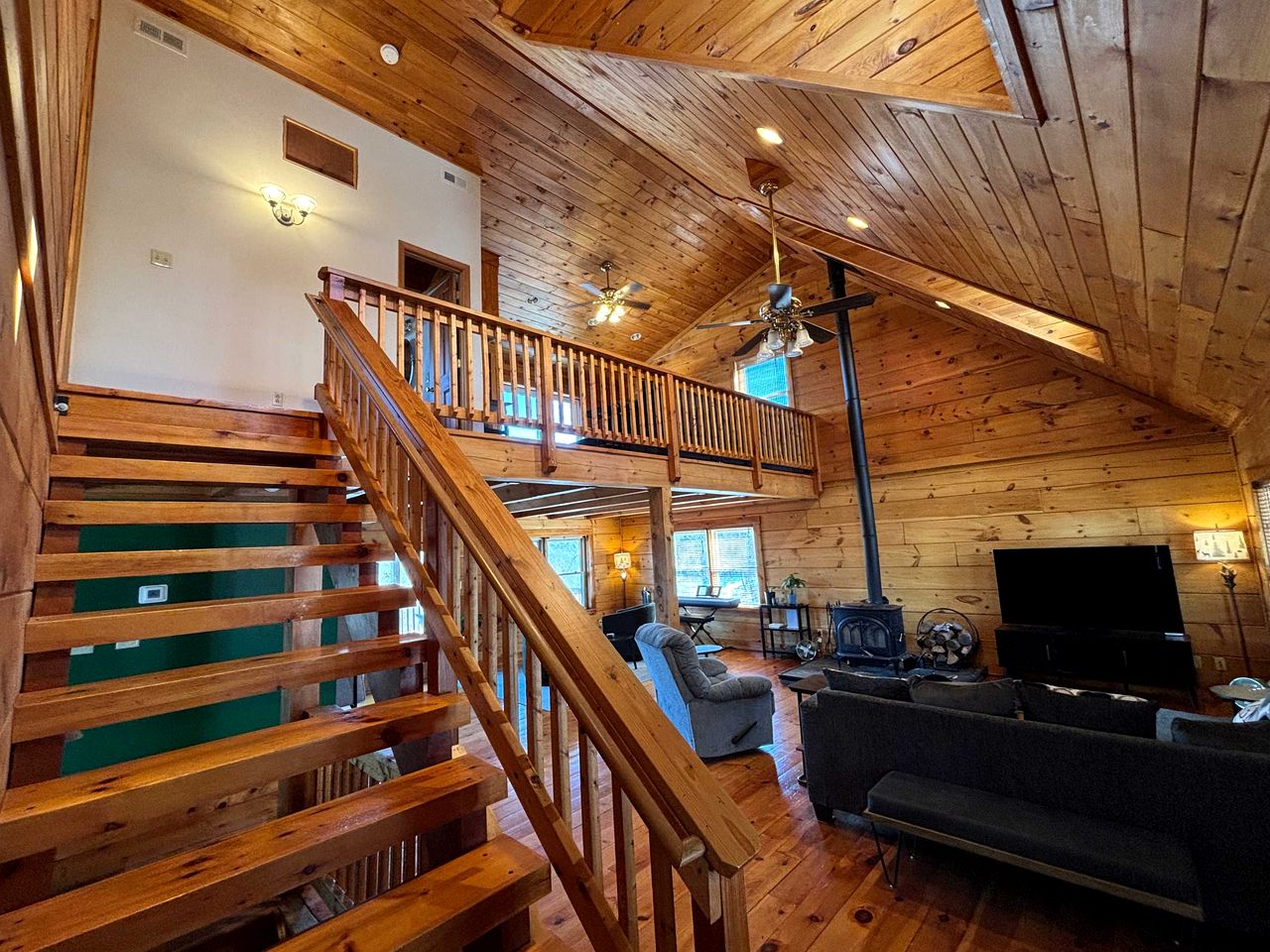 Peaceful Log Cabin on Private Acres with Creek & Pond in Rileyville, Virginia