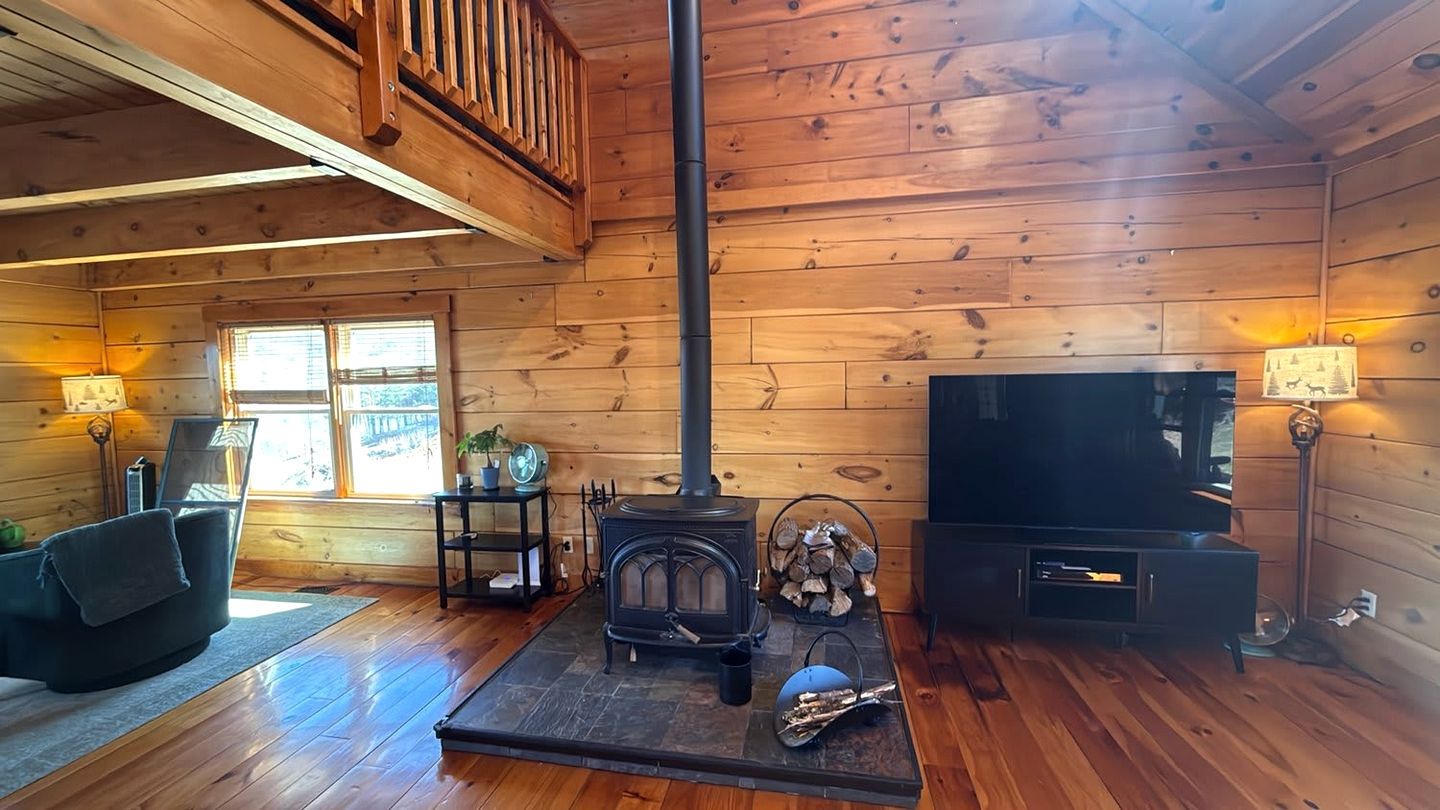 Peaceful Log Cabin on Private Acres with Creek & Pond in Rileyville, Virginia