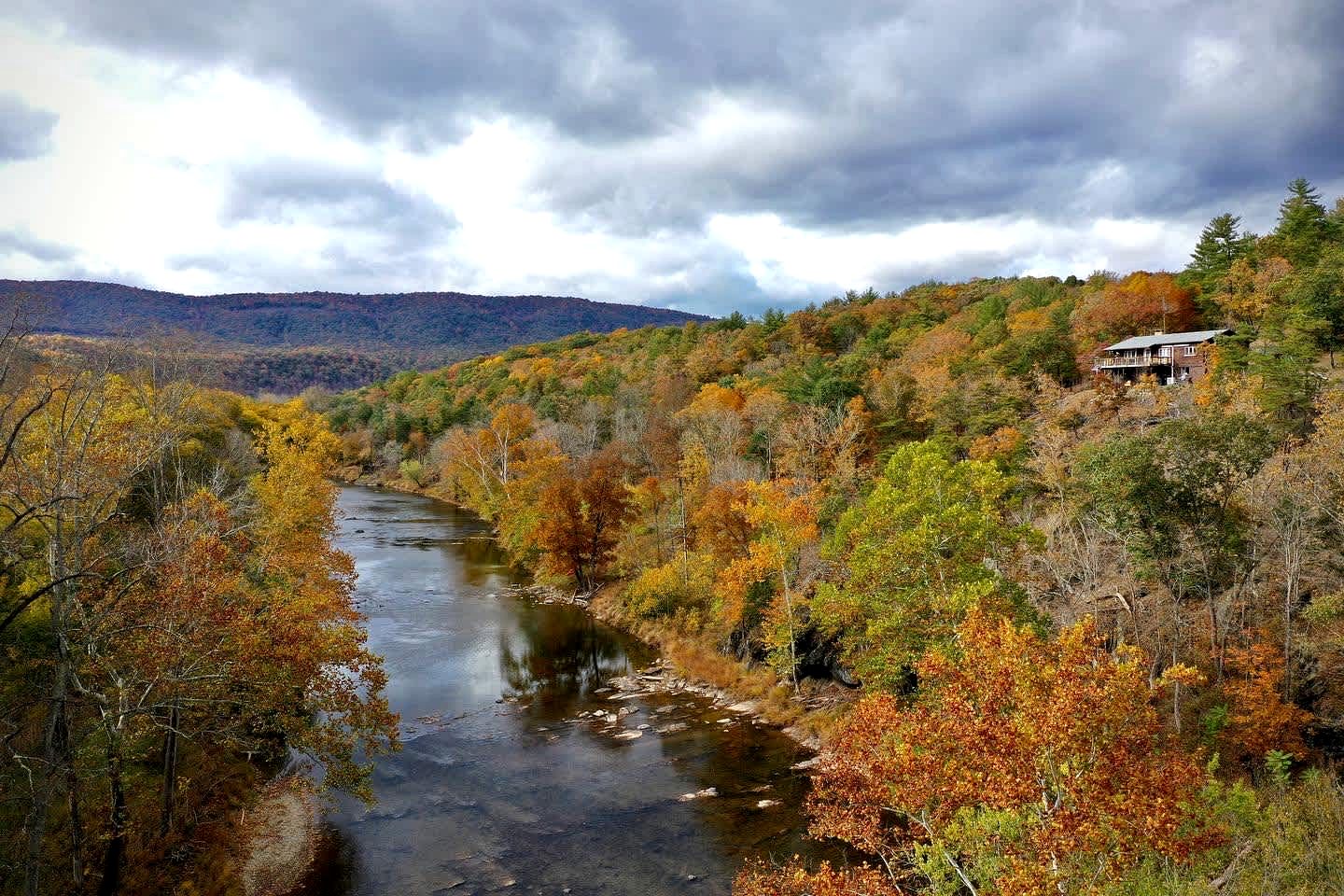 Secluded, Solar Powered Log Cabin on the Great Cacapon River, Perfect for Large Group Getaways to the West Virginia Wilderness