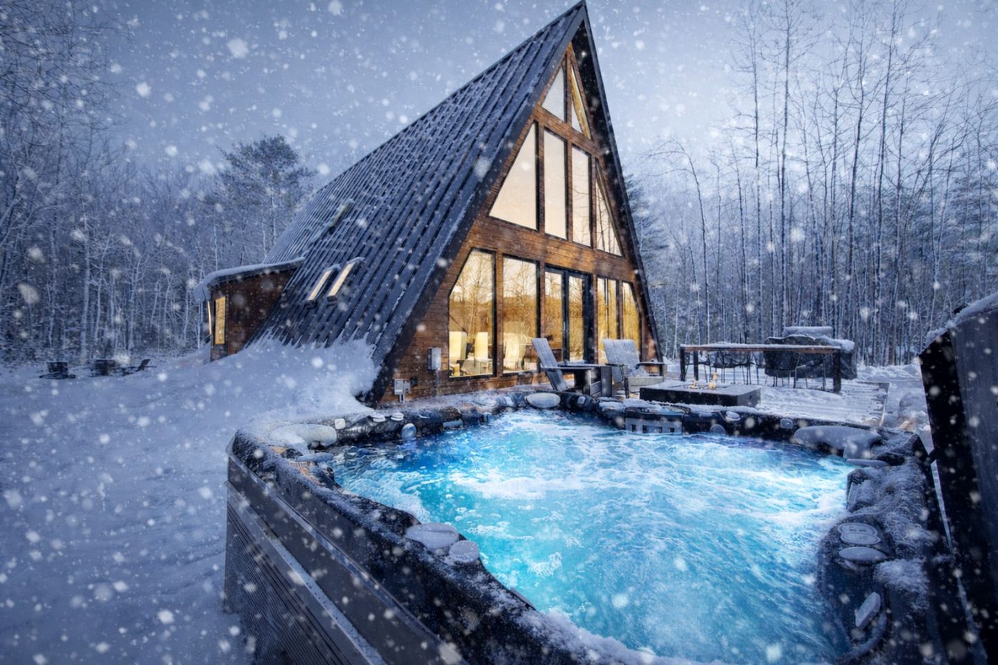 Luxurious A-Frame Retreat with Hot Tub and Fire Pit in Bartlett, New Hampshire