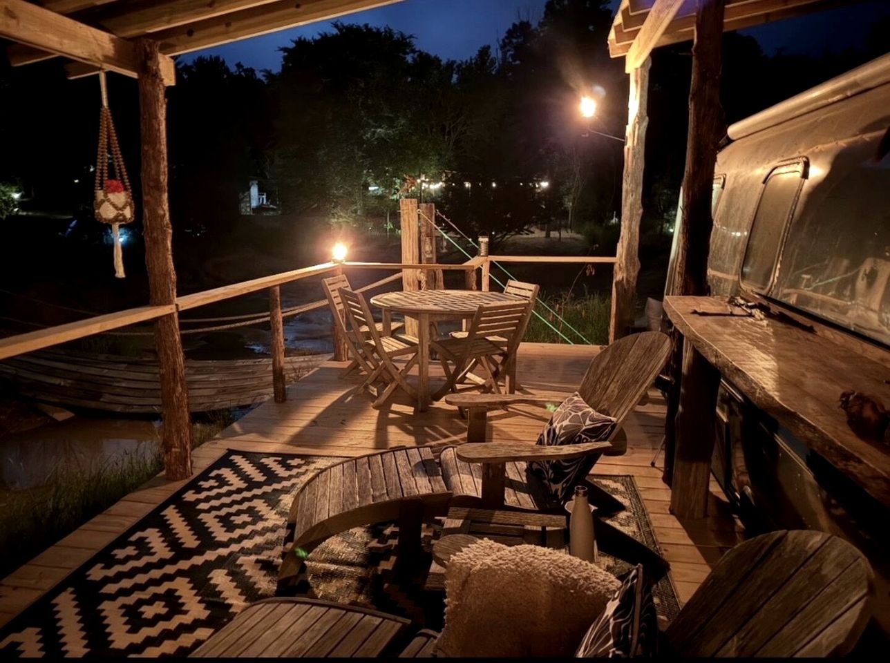 Luxurious Remodeled Airstream with Wraparound Deck and Spa near Honey Grove, Texas