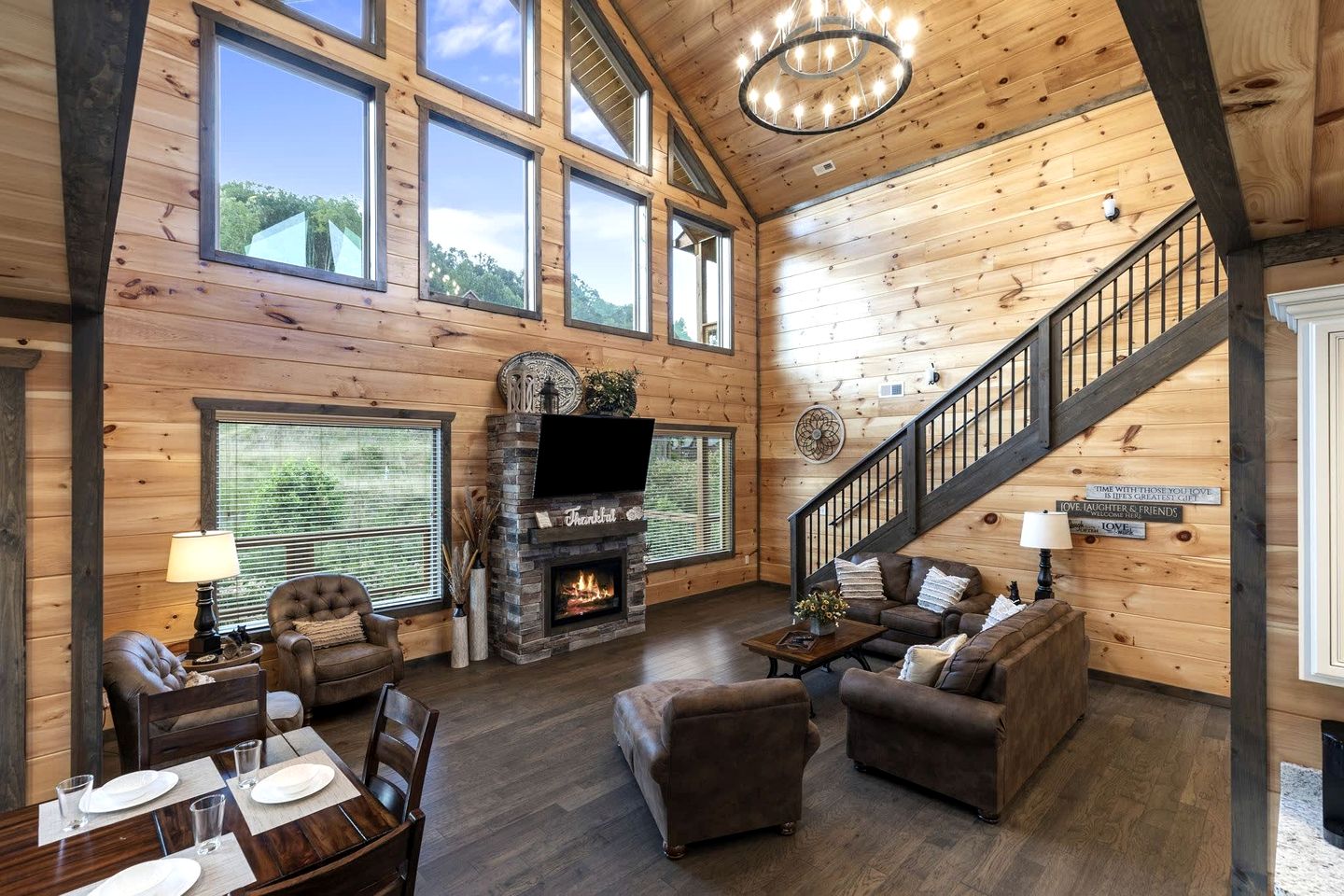 Luxury All-Wood Cabin with Game Room, Theater & Hot Tub near Pigeon Forge & Gatlinburg, Tennessee
