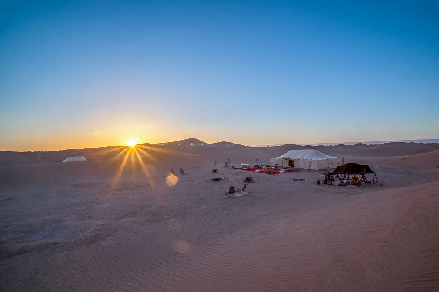 Luxury Camping Tent in the Erg Chigaga Dunes of the Sahara Desert, Morocco