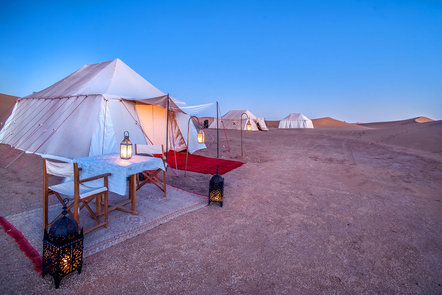 Luxury Camping Tent in the Erg Chigaga Dunes of the Sahara Desert, Morocco