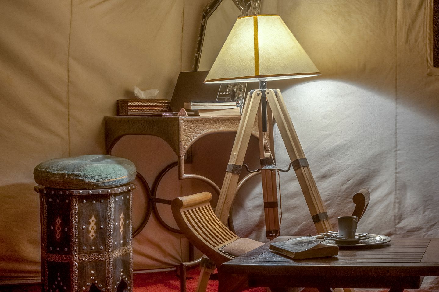 Luxury Camping Tent in the Erg Chigaga Dunes of the Sahara Desert, Morocco