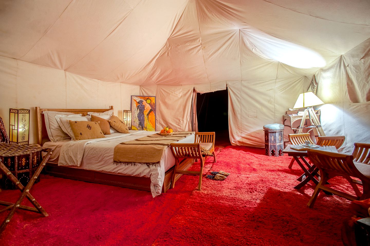 Luxury Camping Tent in the Erg Chigaga Dunes of the Sahara Desert, Morocco