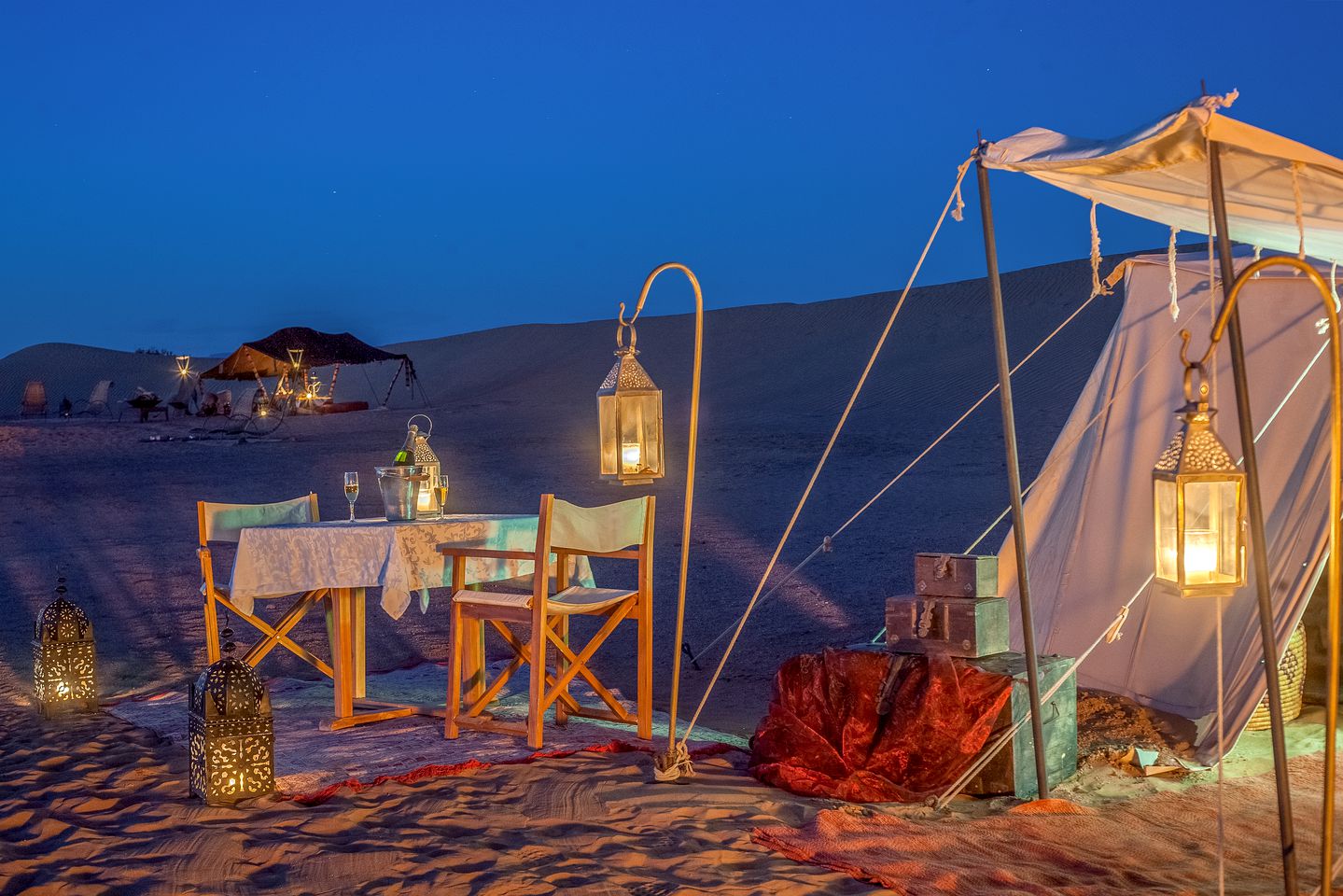 Luxury Camping Tent in the Erg Chigaga Dunes of the Sahara Desert, Morocco