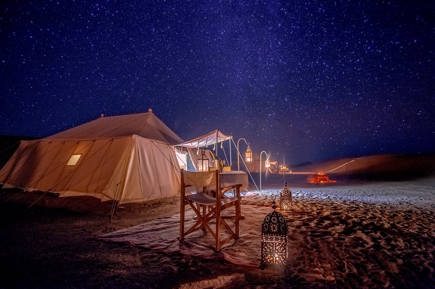 Luxury Camping Tent in the Erg Chigaga Dunes of the Sahara Desert, Morocco