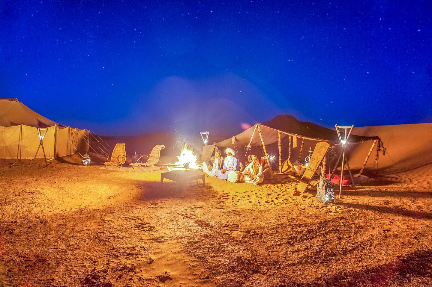 Luxury Camping Tent in the Erg Chigaga Dunes of the Sahara Desert, Morocco