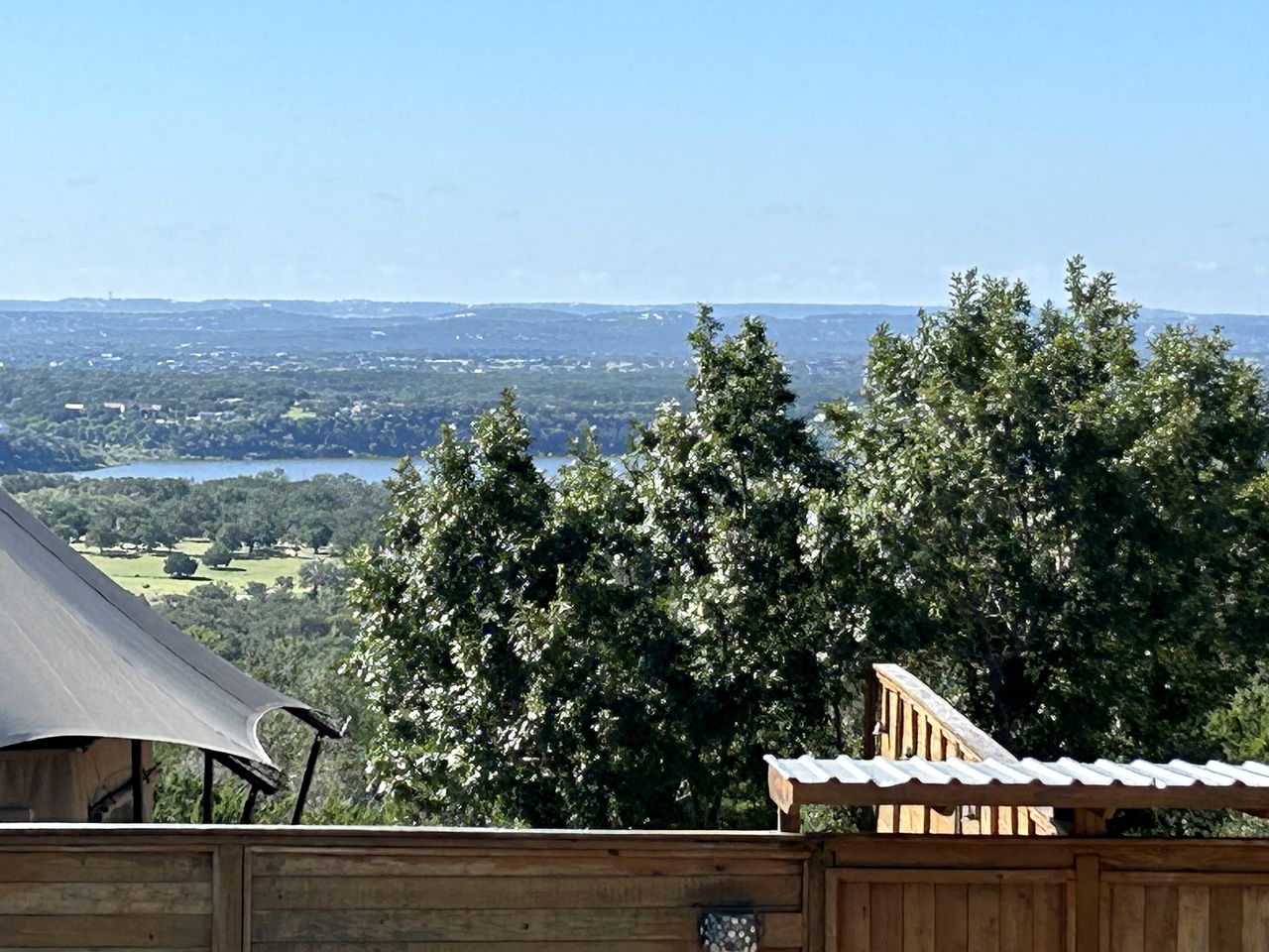 Scenic Hill Country Safari Tent Retreat with Hot Tub near Lake Travis in Marble Falls, Texas