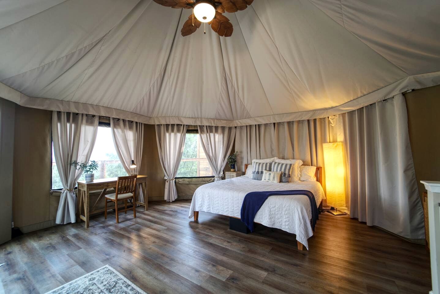 Romantic Hilltop Safari Glamping Tent with Lake Views near Lake Travis in Marble Falls, Texas