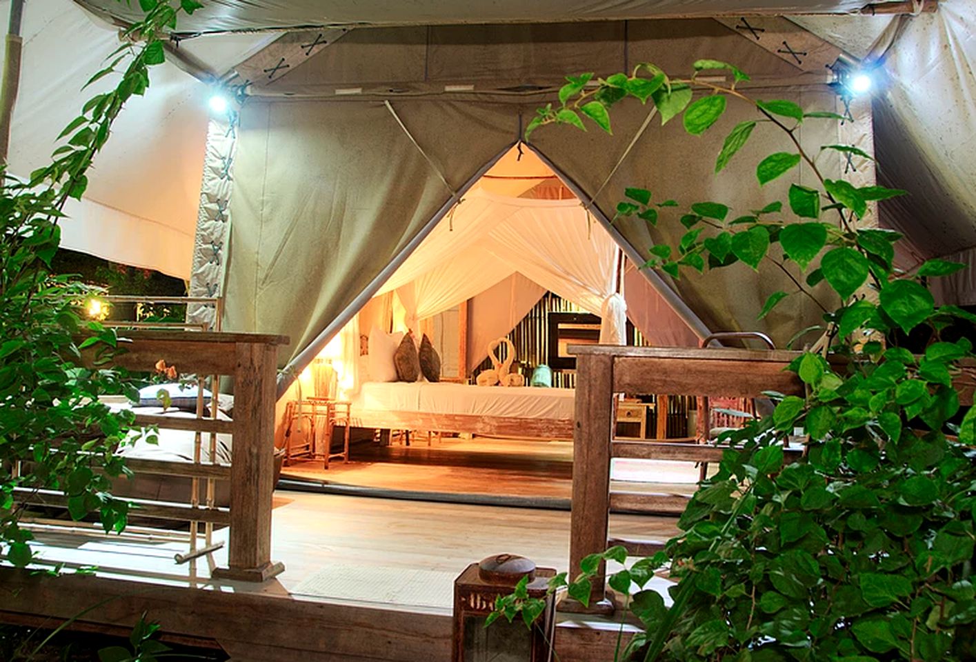 Luxury Tents in Coconut Plantation on Gili Trawangan Island of Indonesia