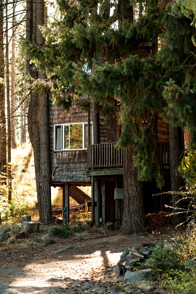 Tree House Style Cabin Nestled at the Foot of Scenic Snow-Capped Mt. Adams, Washington