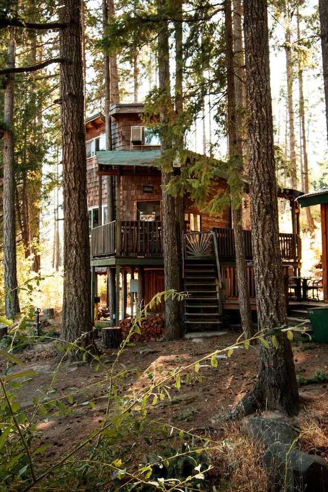 Tree House Style Cabin Nestled at the Foot of Scenic Snow-Capped Mt. Adams, Washington