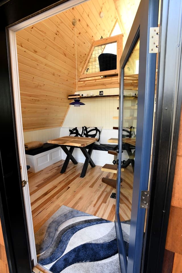 Eco-Friendly Solar Powered A-Frame Treehouse with Hot Tub and Private Dock  on Littlefield Pond, near Wells, Maine