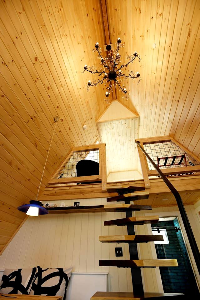 Eco-Friendly Solar Powered A-Frame Treehouse with Hot Tub and Private Dock  on Littlefield Pond, near Wells, Maine