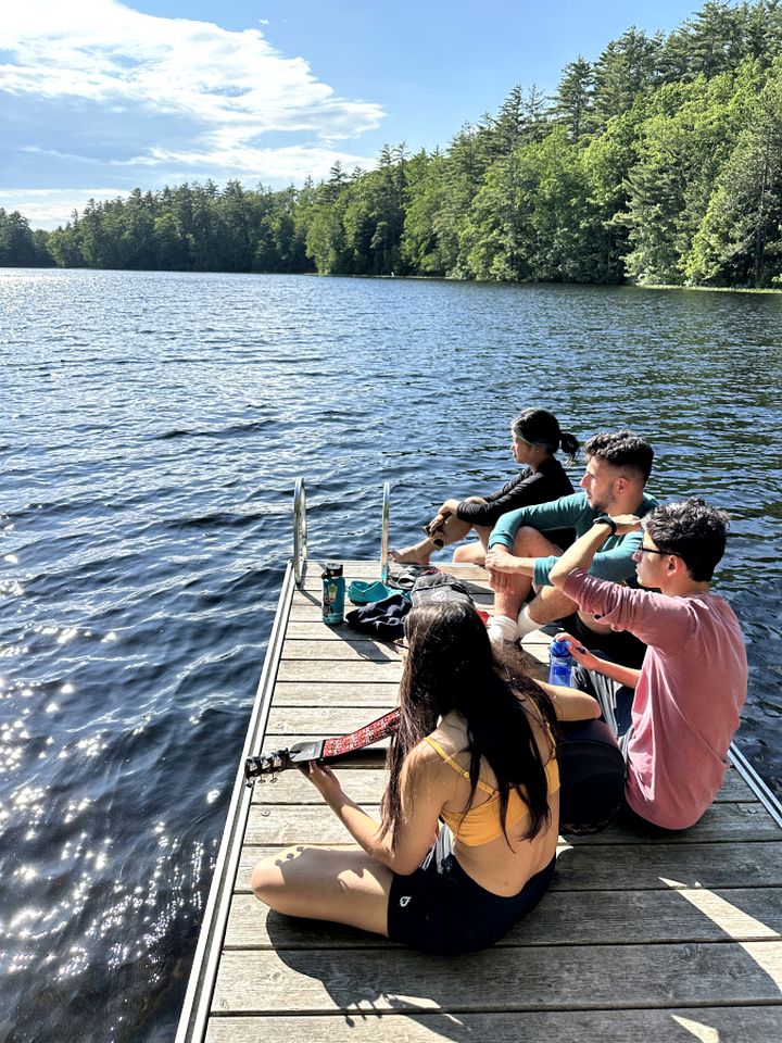 Eco-Friendly Solar Powered A-Frame Treehouse with Hot Tub and Private Dock  on Littlefield Pond, near Wells, Maine