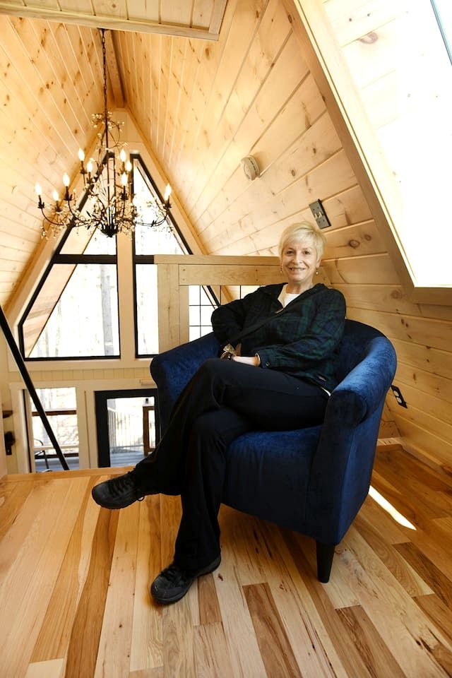 Eco-Friendly Solar Powered A-Frame Treehouse with Hot Tub and Private Dock  on Littlefield Pond, near Wells, Maine