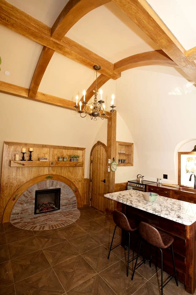 Charming Luxury Hobbit House with Private Hot Tub in Tranquil Woodlands on Littlefield Pond in Springvale, Maine