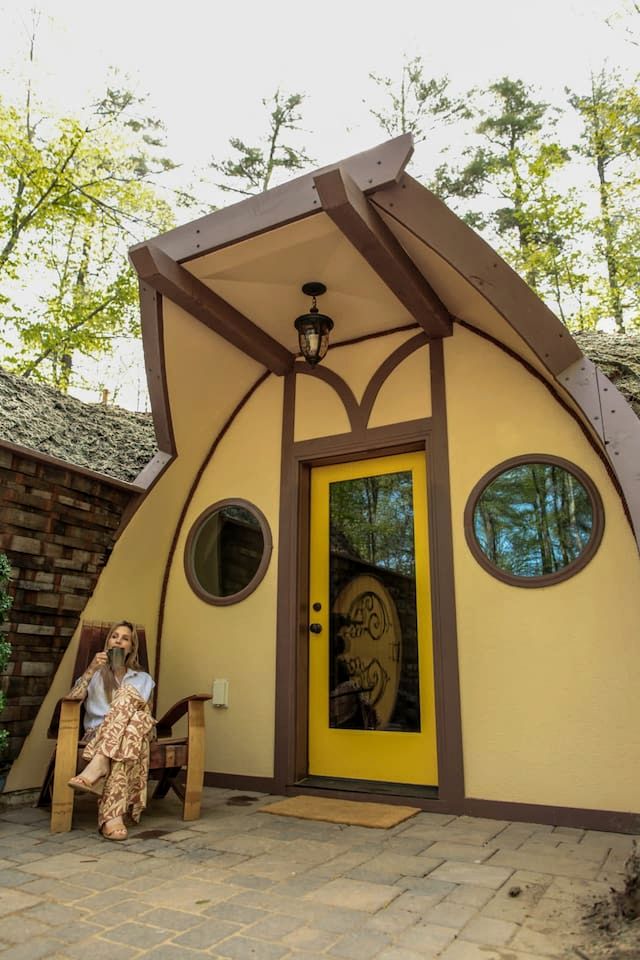 Charming Luxury Hobbit House with Private Hot Tub in Tranquil Woodlands on Littlefield Pond in Springvale, Maine