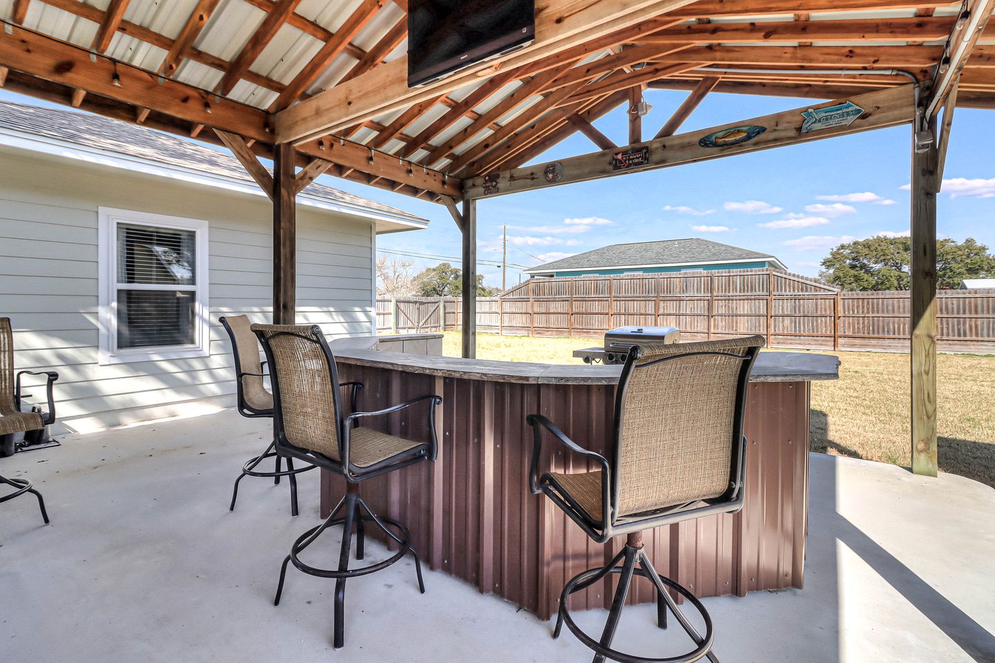 Cozy Coastal Escape with Covered Veranda and Game Room Minutes from Downtown Rockport TX