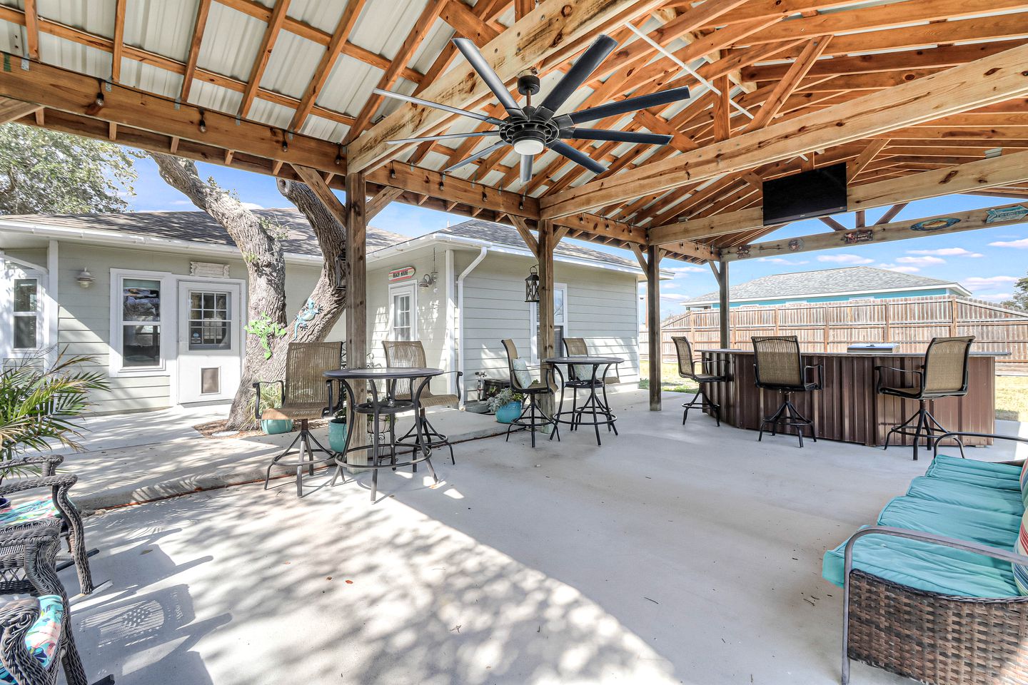 Cozy Coastal Escape with Covered Veranda and Game Room Minutes from Downtown Rockport TX